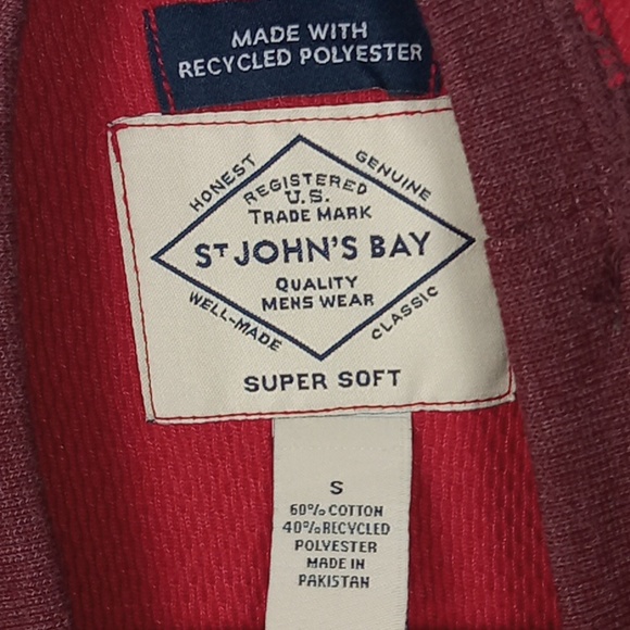 St Johns Bay Pullover Men's Small Tonal Red Thermal Long Sleeve Soft Top - Picture 7 of 8